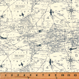 Air Traffic Felix Blue Fabric Per Yard